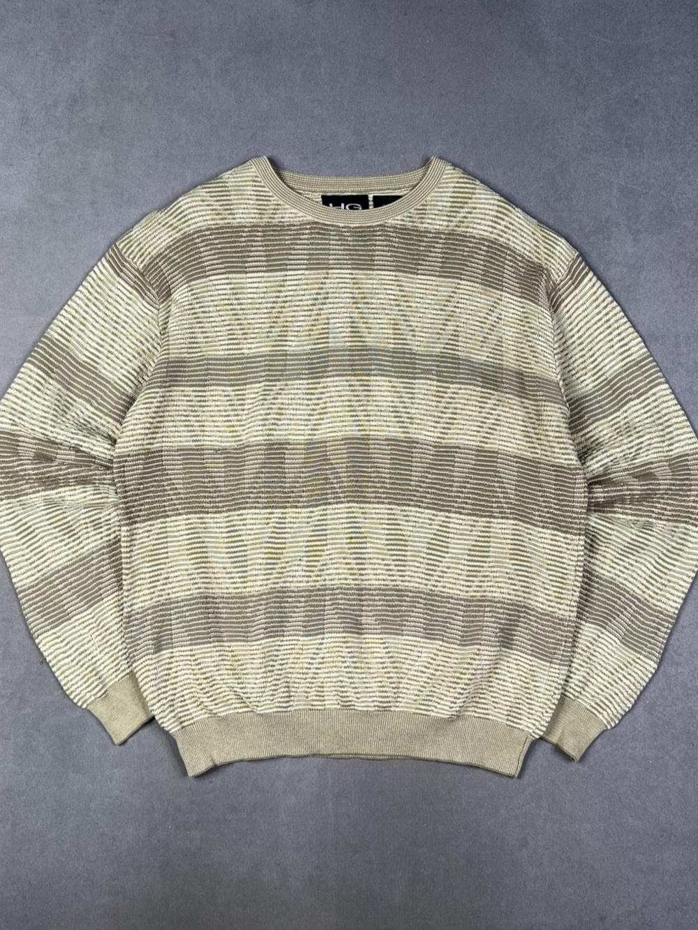 HG Studio Striped Cotton Knit Crewneck Sweater XL